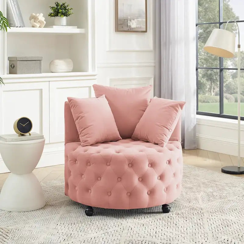 Fauteuil pivotant en velours pour salon