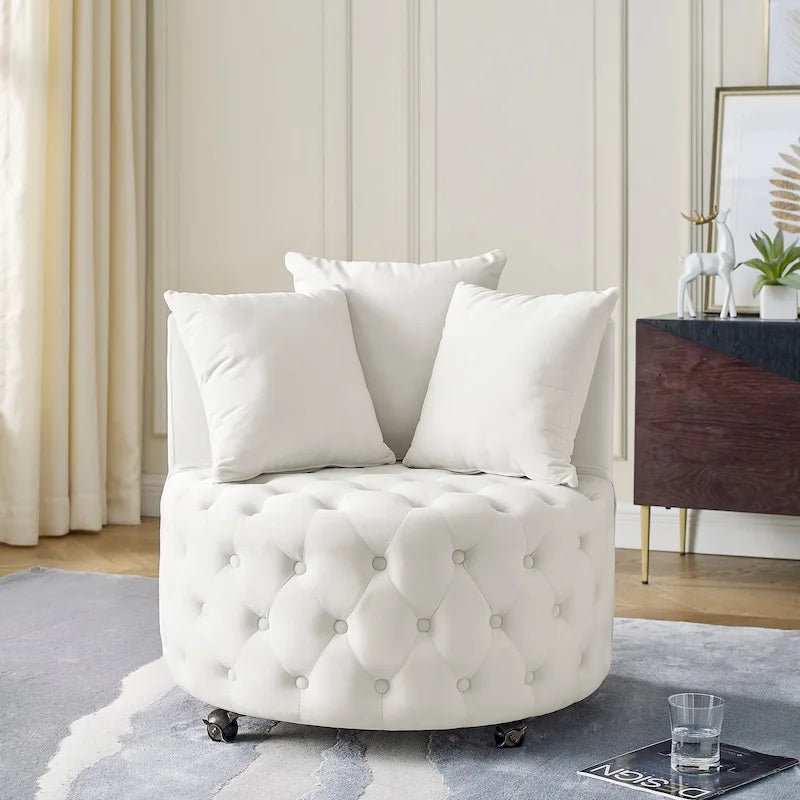 Fauteuil pivotant en velours pour salon