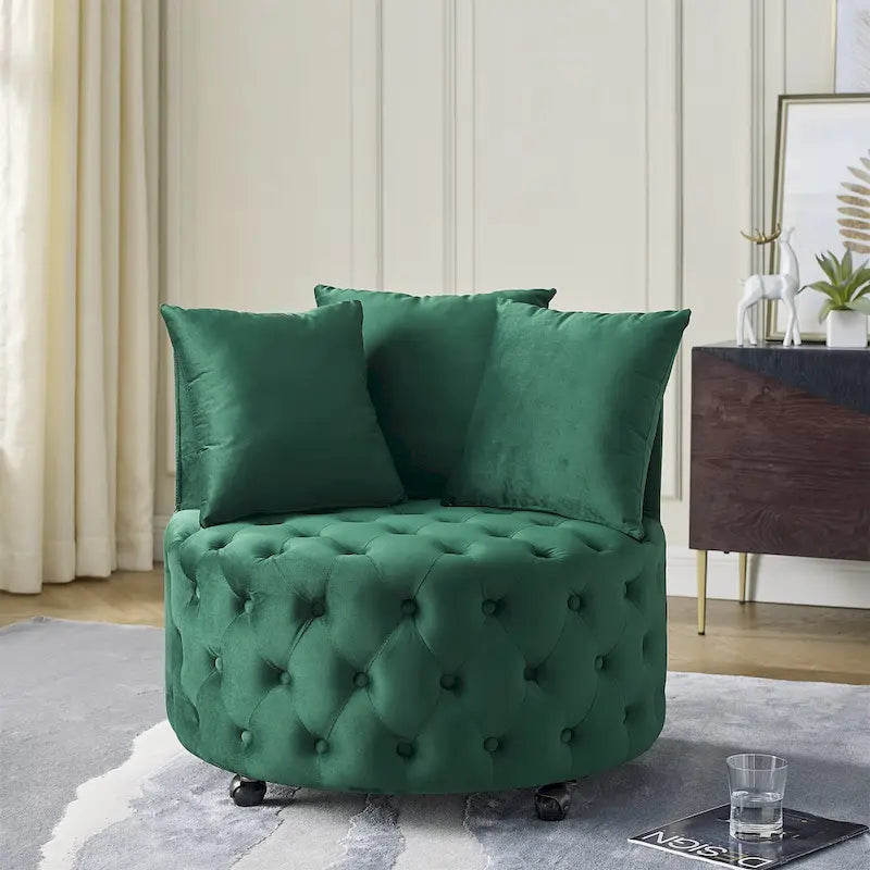 Fauteuil pivotant en velours pour salon