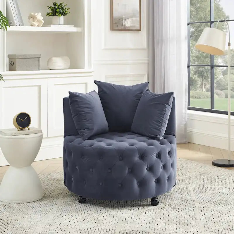 Fauteuil pivotant en velours pour salon