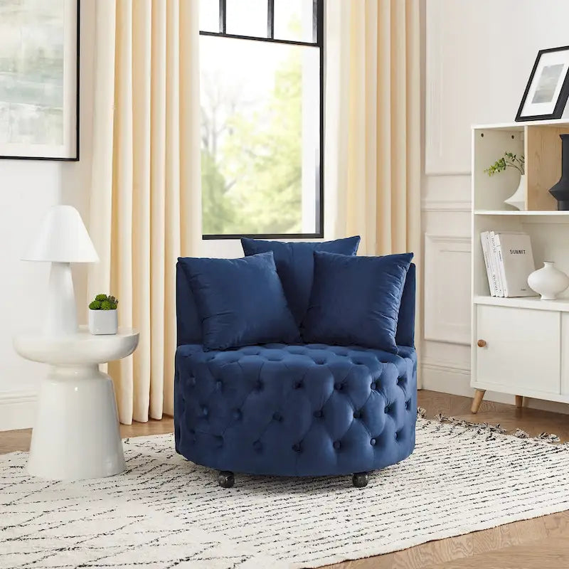 Fauteuil pivotant en velours pour salon