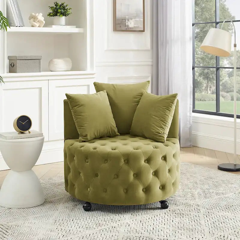 Fauteuil pivotant en velours pour salon