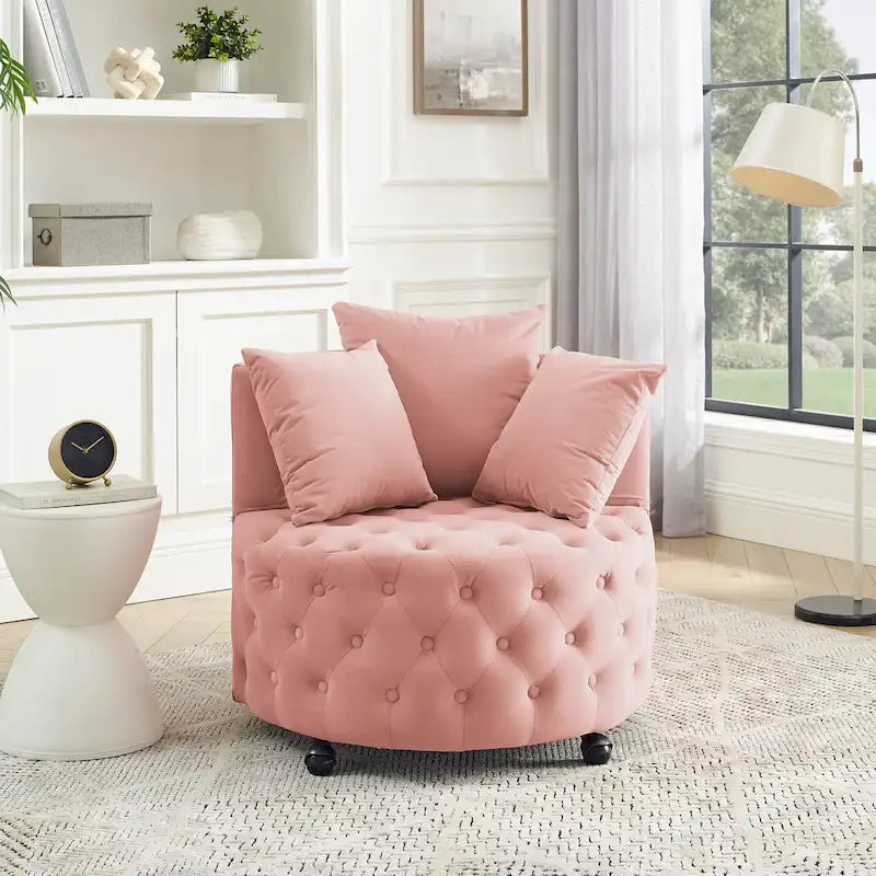 Fauteuil pivotant en velours pour salon