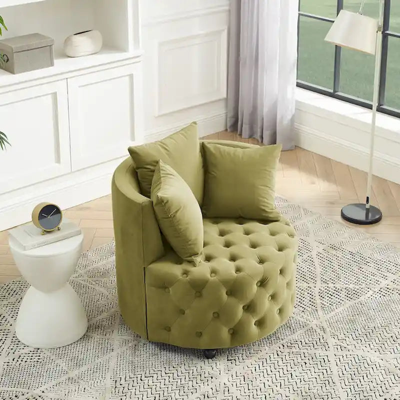 Fauteuil pivotant en velours pour salon