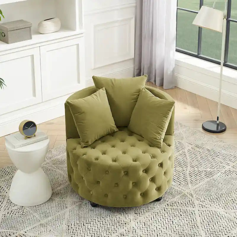 Fauteuil pivotant en velours pour salon
