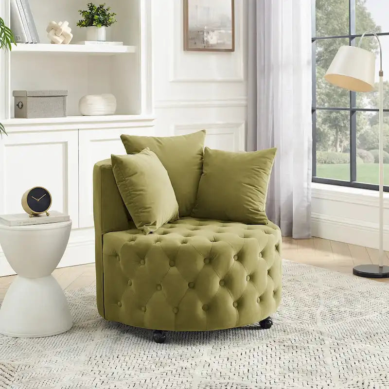 Fauteuil pivotant en velours pour salon