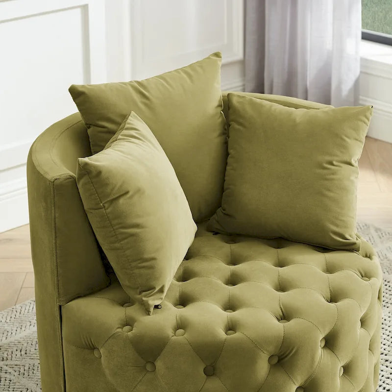 Fauteuil pivotant en velours pour salon