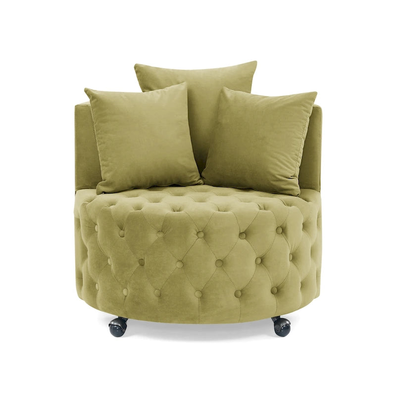 Fauteuil pivotant en velours pour salon
