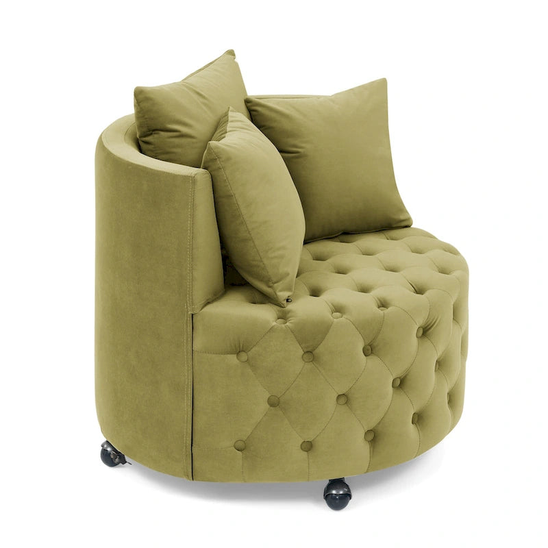 Fauteuil pivotant en velours pour salon