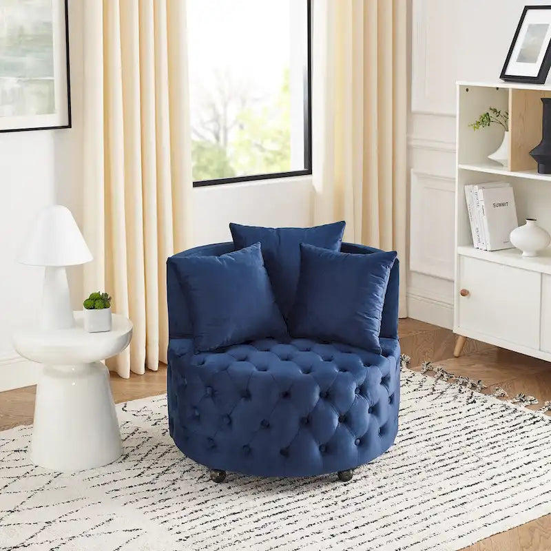 Fauteuil pivotant en velours pour salon