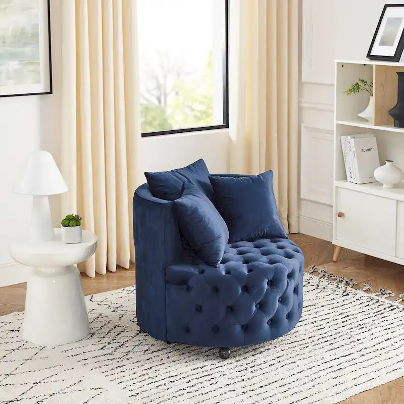 Fauteuil pivotant en velours pour salon