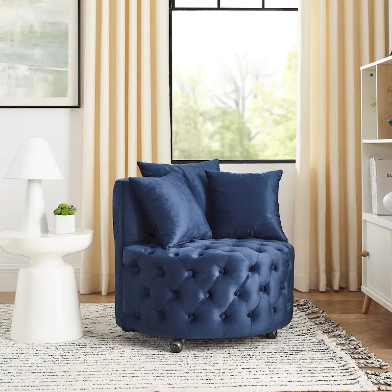 Fauteuil pivotant en velours pour salon