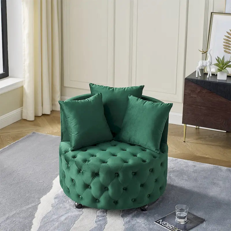 Fauteuil pivotant en velours pour salon