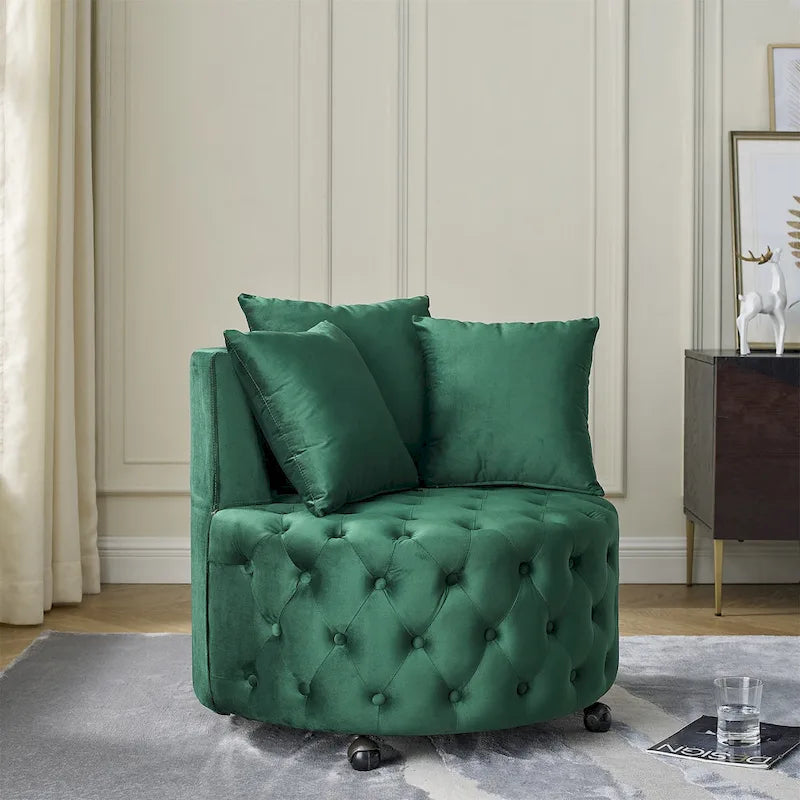 Fauteuil pivotant en velours pour salon