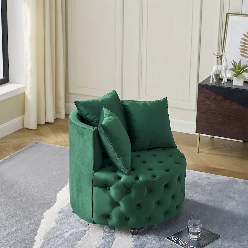 Fauteuil pivotant en velours pour salon