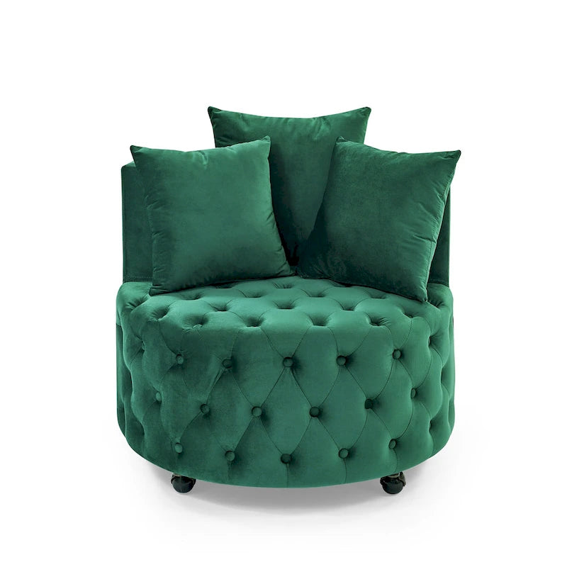 Fauteuil pivotant en velours pour salon