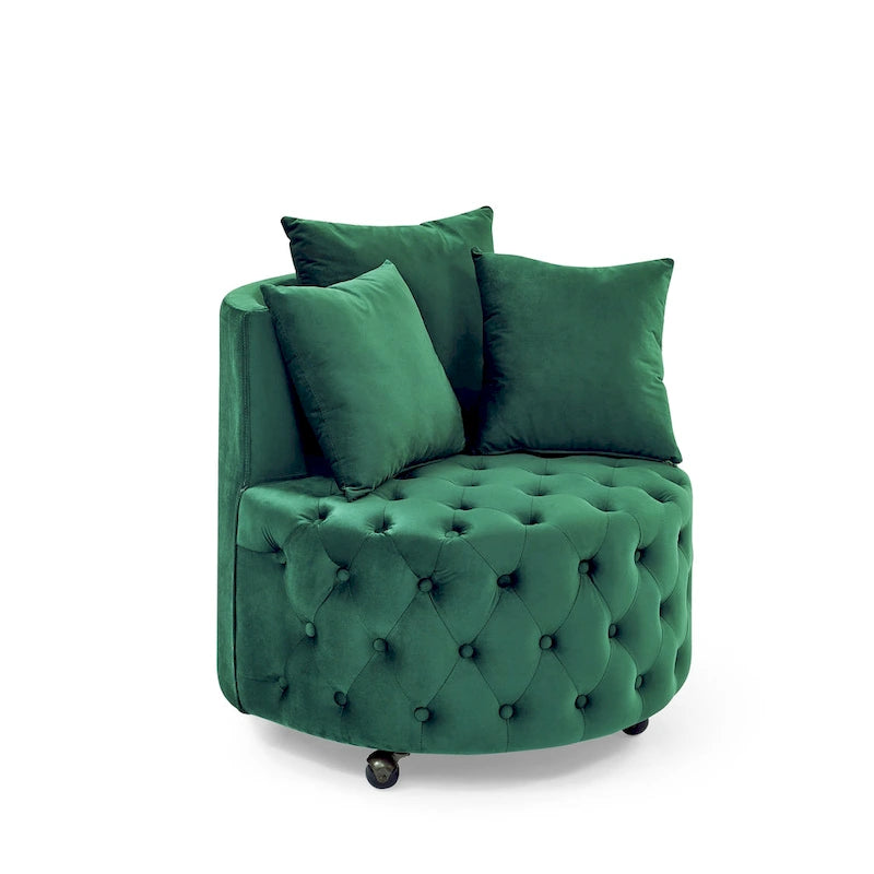 Fauteuil pivotant en velours pour salon