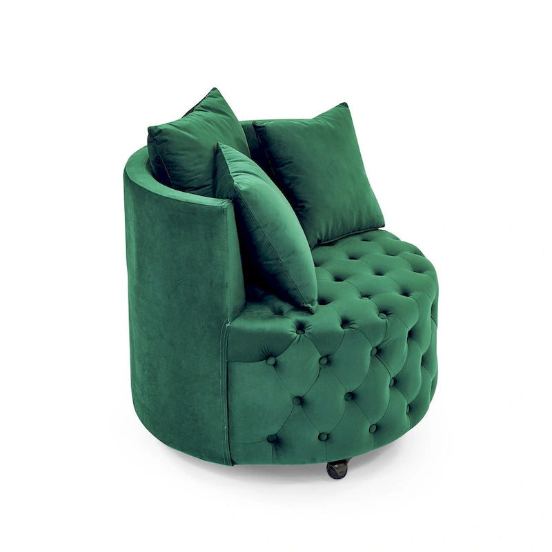 Fauteuil pivotant en velours pour salon