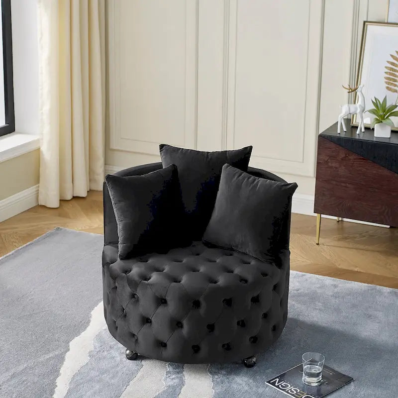 Fauteuil pivotant en velours pour salon