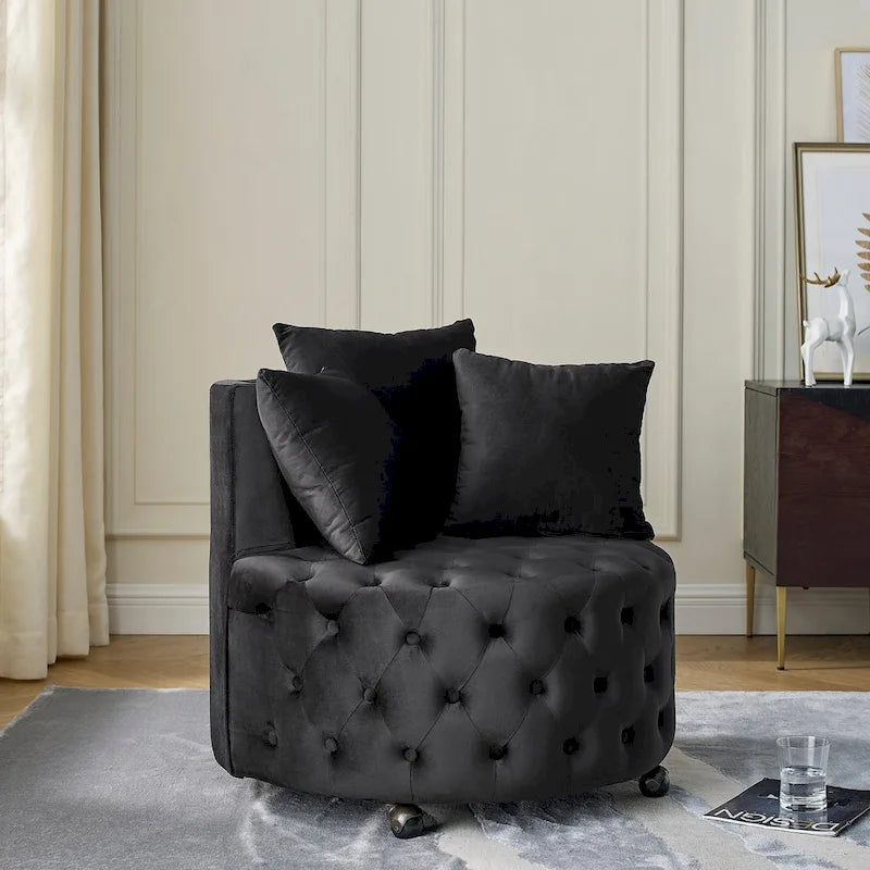 Fauteuil pivotant en velours pour salon