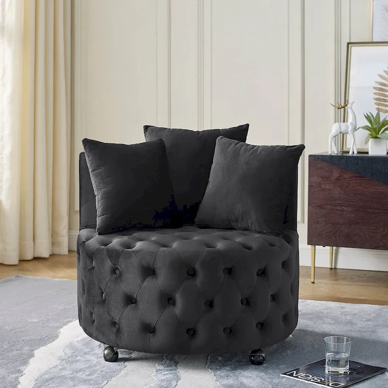 Fauteuil pivotant en velours pour salon