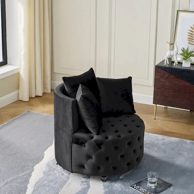 Fauteuil pivotant en velours pour salon