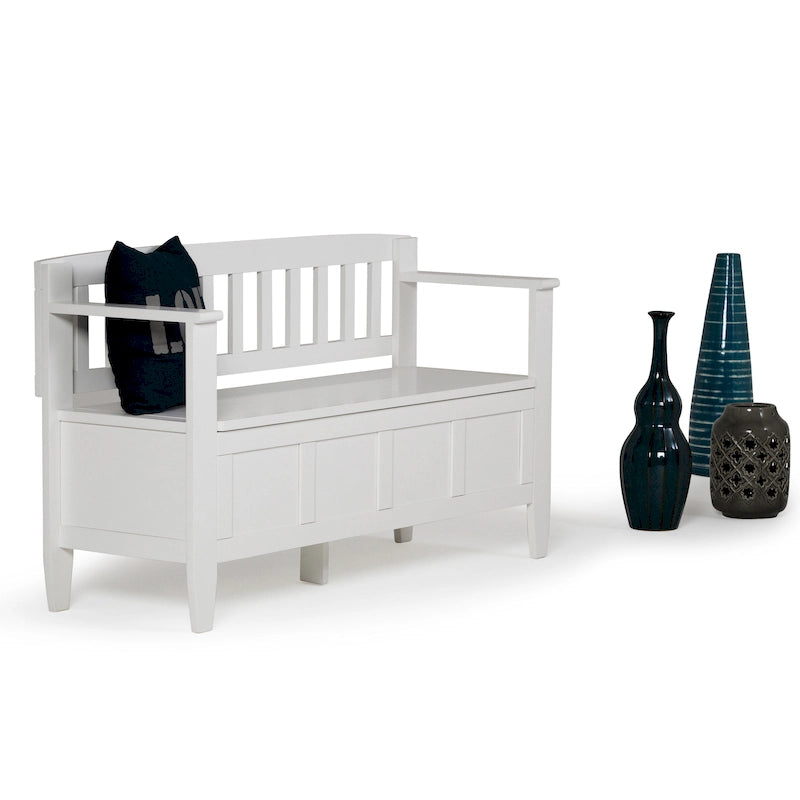 Banc de rangement contemporain en BOIS MASSIF de 48 pouces de large pour entrée - 20 pouces de large