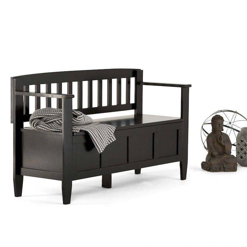 Banc de rangement contemporain en BOIS MASSIF de 48 pouces de large pour entrée - 20 pouces de large