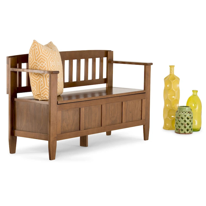 Banc de rangement contemporain en BOIS MASSIF de 48 pouces de large pour entrée - 20 pouces de large