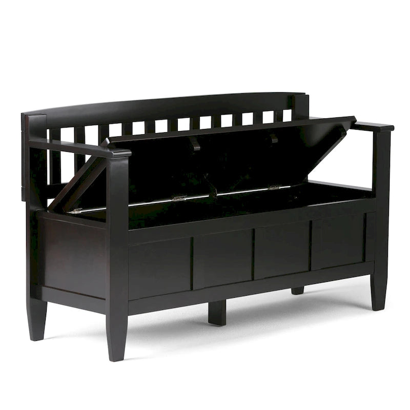 Banc de rangement contemporain en BOIS MASSIF de 48 pouces de large pour entrée - 20 pouces de large