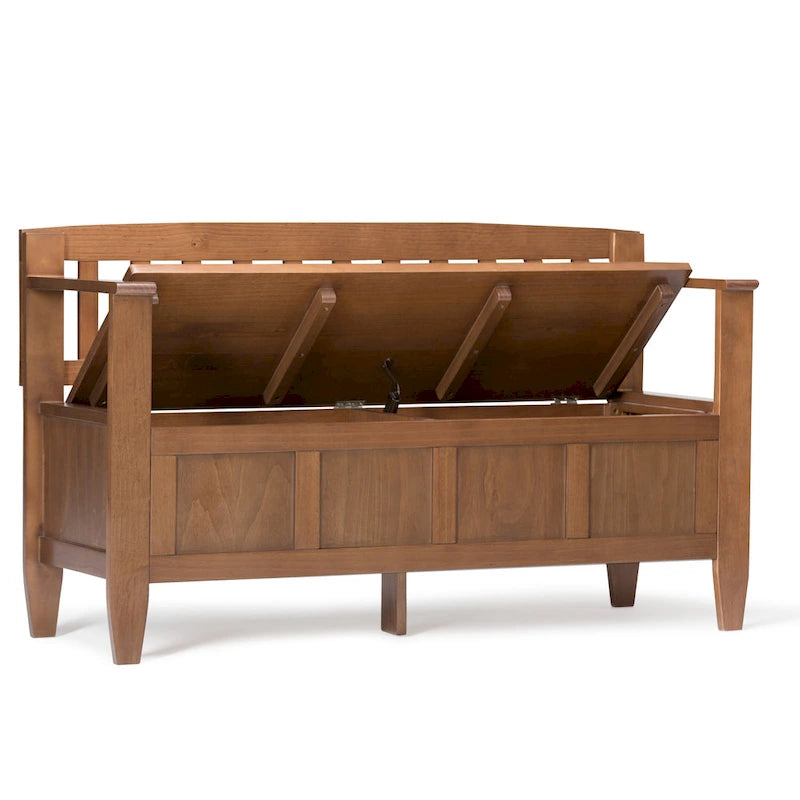 Banc de rangement contemporain en BOIS MASSIF de 48 pouces de large pour entrée - 20 pouces de large