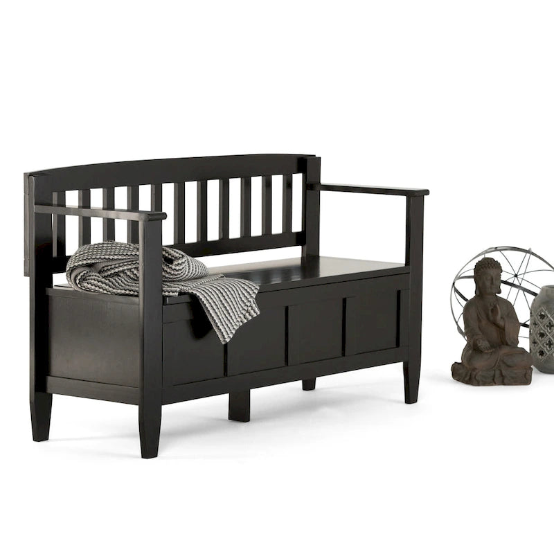 Banc de rangement contemporain en BOIS MASSIF de 48 pouces de large pour entrée - 20 pouces de large