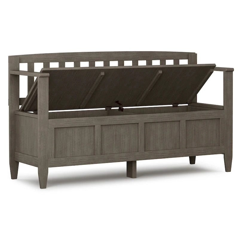 Banc de rangement contemporain en BOIS MASSIF de 48 pouces de large pour entrée - 20 pouces de large