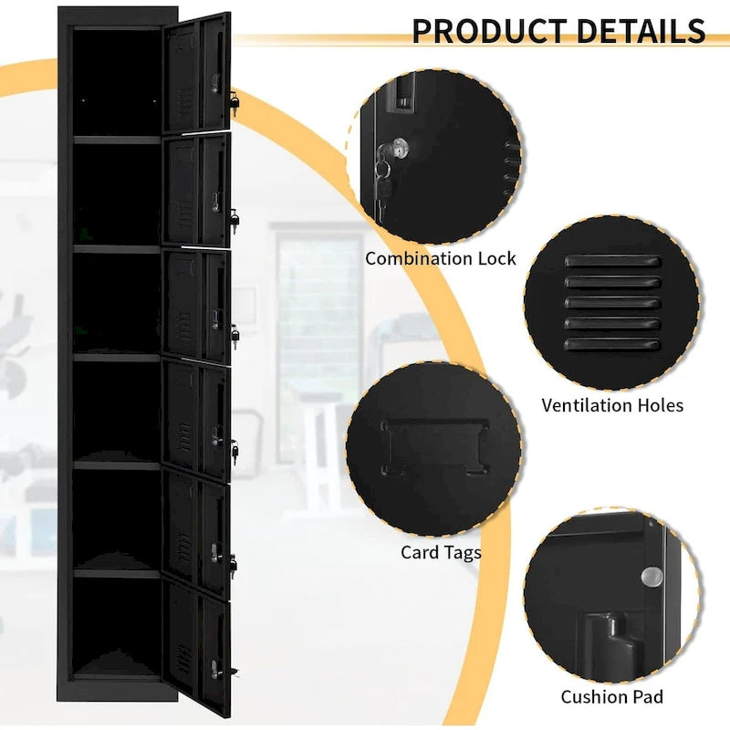 Armoire de rangement métallique à 6 portes