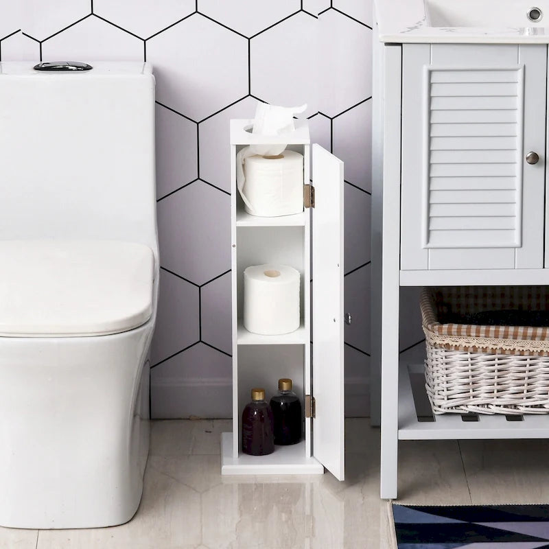Meuble de rangement vertical blanc pour salle de bain - 7,75*7,75*25,75