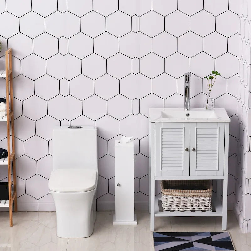 Meuble de rangement vertical blanc pour salle de bain - 7,75*7,75*25,75