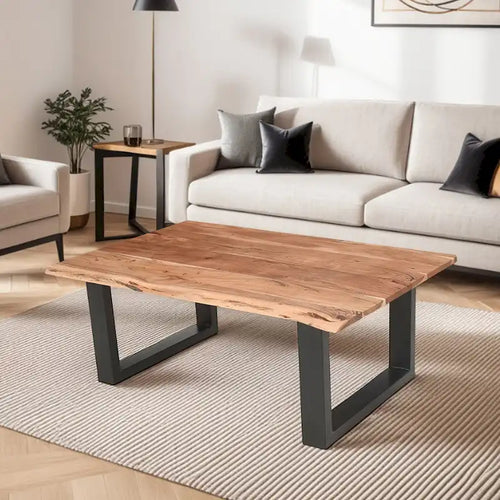 Table basse Acacia Farmhouse, bords bruts