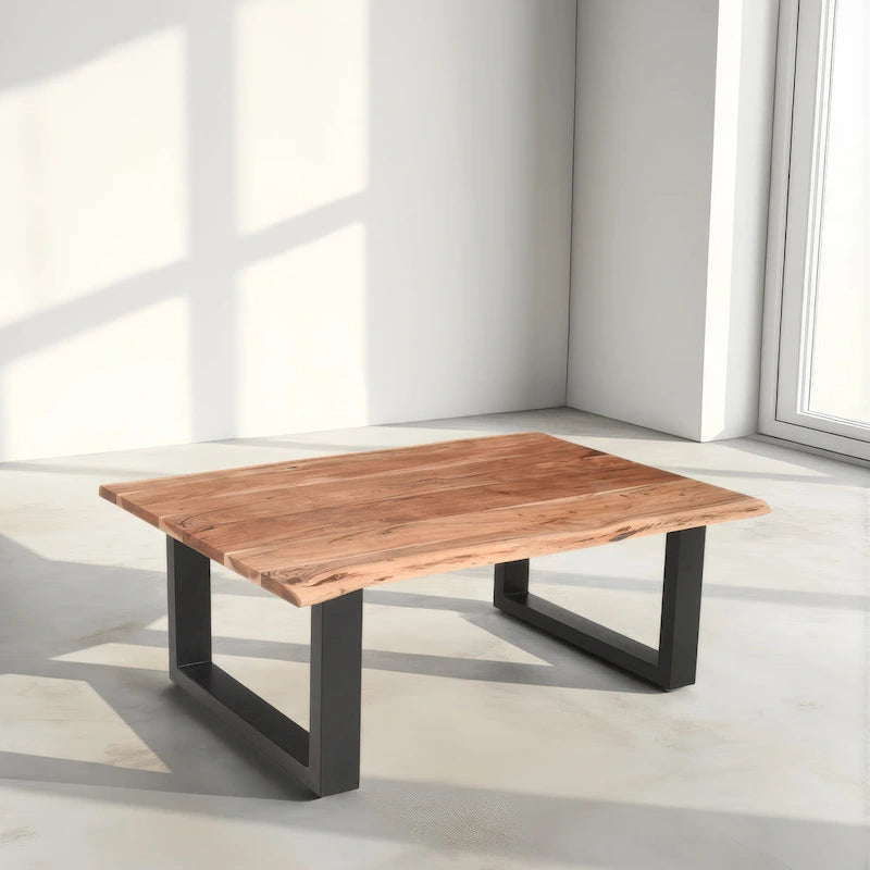 Table basse Acacia Farmhouse, bords bruts