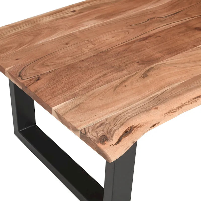 Table basse Acacia Farmhouse, bords bruts
