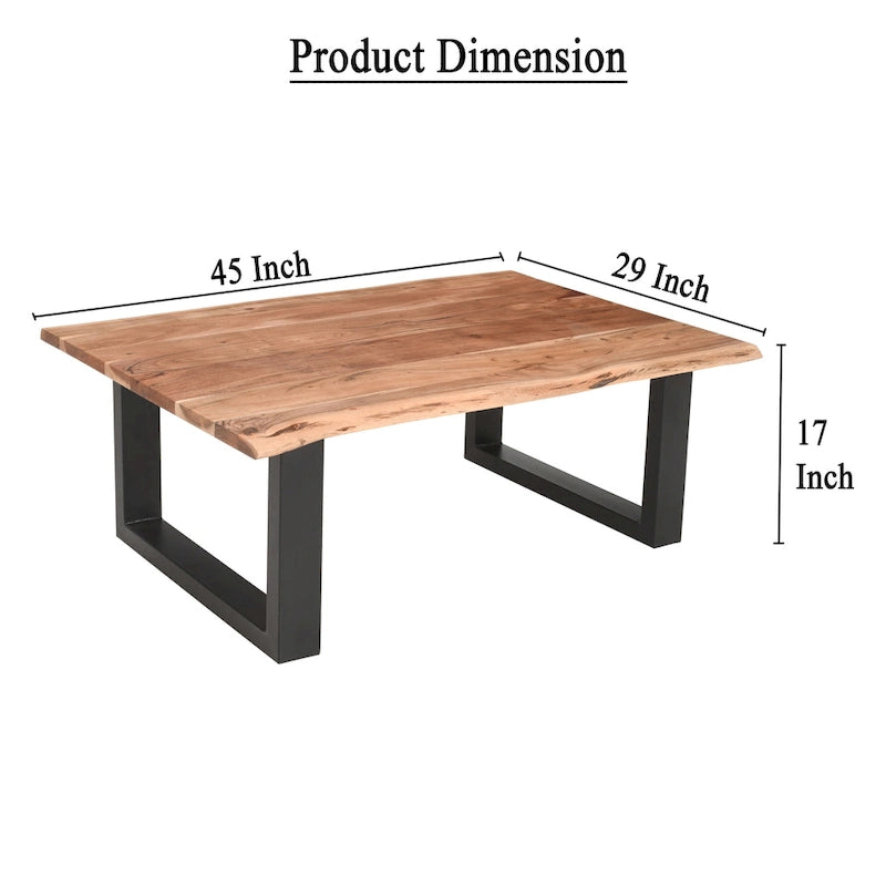 Table basse Acacia Farmhouse, bords bruts