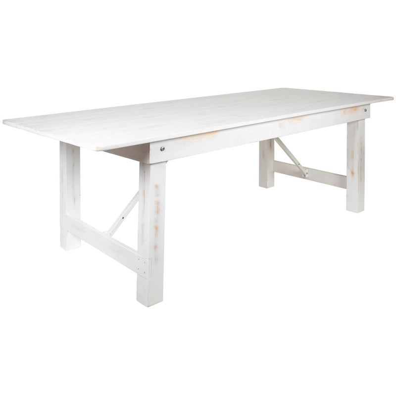 Table de ferme pliante rectangulaire rustique ancienne en pin massif