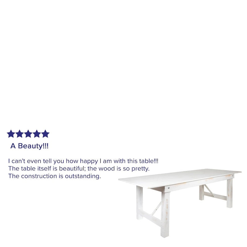Table de ferme pliante rectangulaire rustique ancienne en pin massif