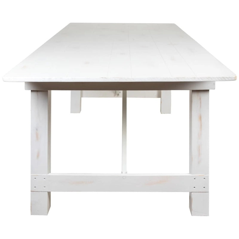 Table de ferme pliante rectangulaire rustique ancienne en pin massif