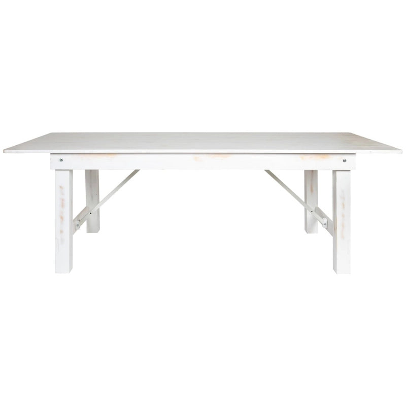 Table de ferme pliante rectangulaire rustique ancienne en pin massif