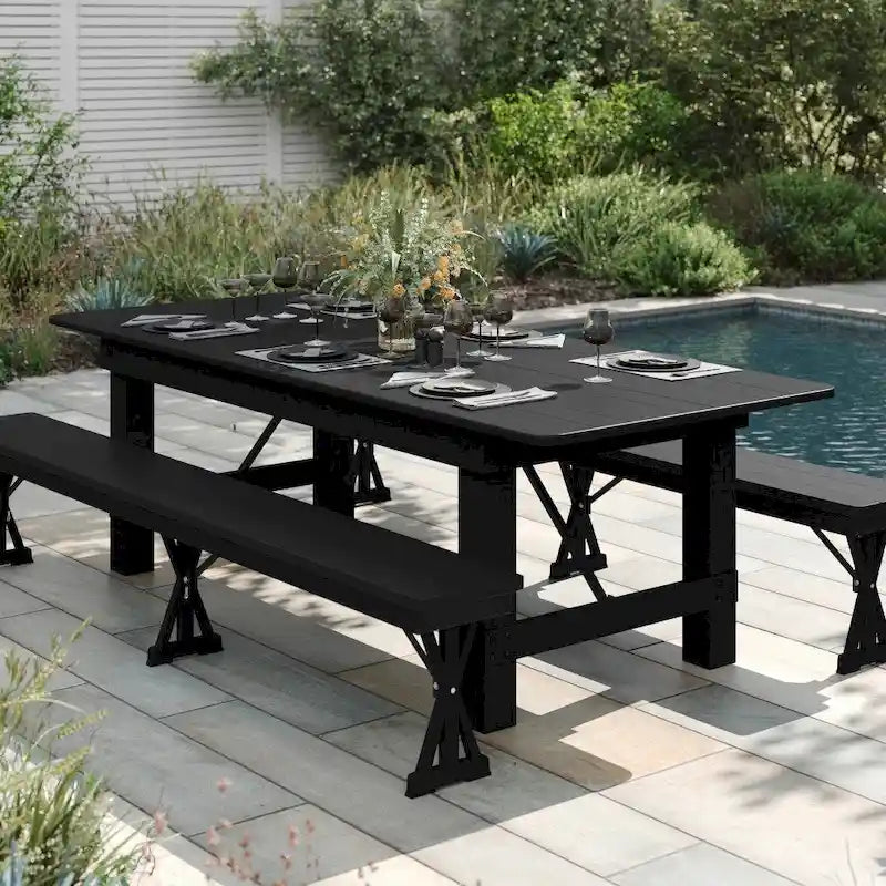 Table de ferme pliante rectangulaire rustique ancienne en pin massif