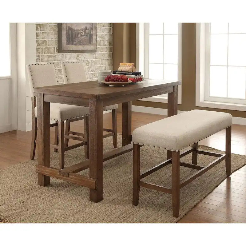 Table hauteur comptoir 60 pouces en bois massif brun rustique