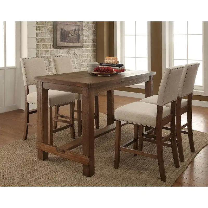 Table hauteur comptoir 60 pouces en bois massif brun rustique