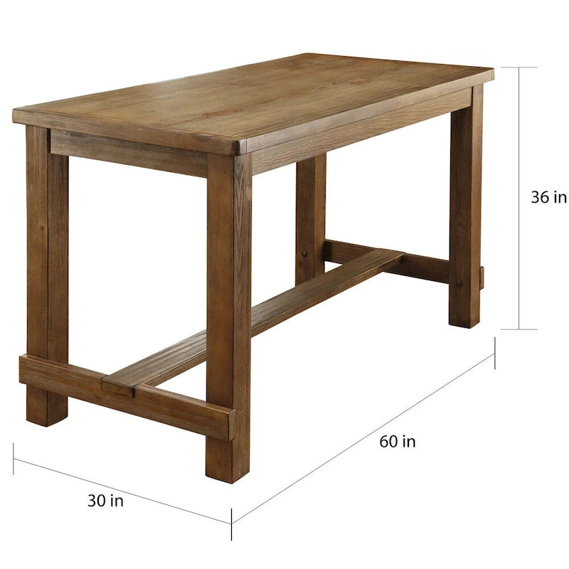 Table hauteur comptoir 60 pouces en bois massif brun rustique