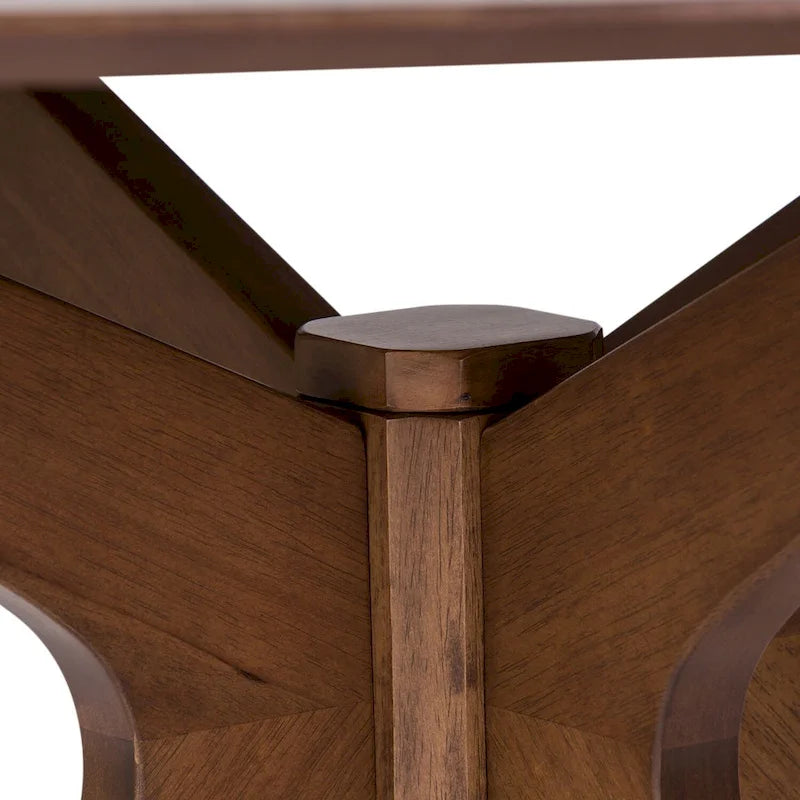 Table ronde à pied central en noyer satiné