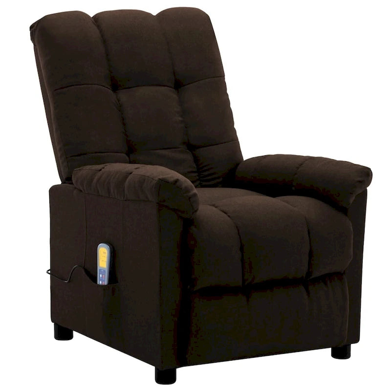 Fauteuil inclinable de massage en tissu marron foncé - 29,1 x 39 x 40,2
